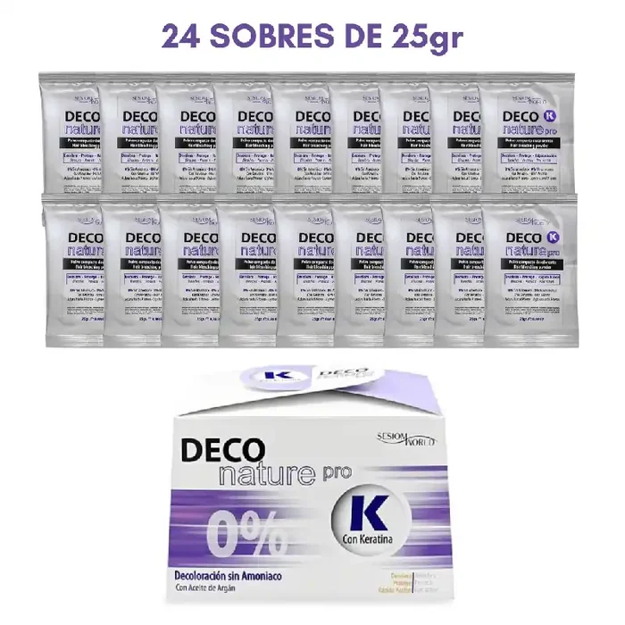 DECO NATURE PRO 0% Sin Amoniaco con Keratina y Argán 24 sobres de 25gr. – sesioMWorld