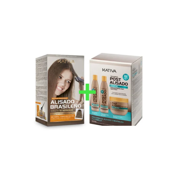 Kativa Keratina & Argan Oil Kit Alisado Brasileño + Kit Post Alisado (3x250ml)