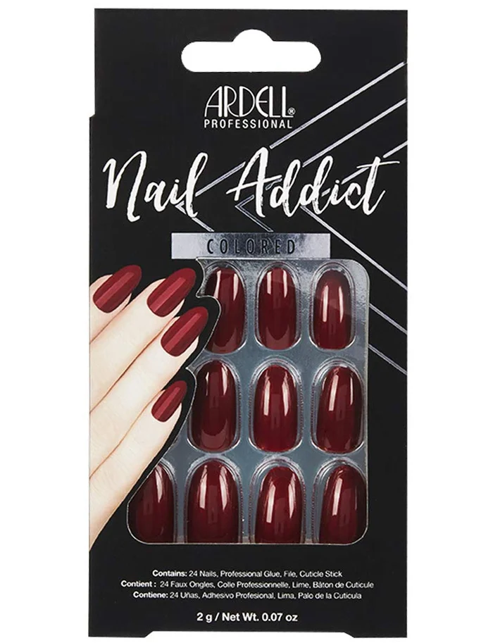 Ardell Nail Addict Juego de Uñas Artificiales Rojo Vino