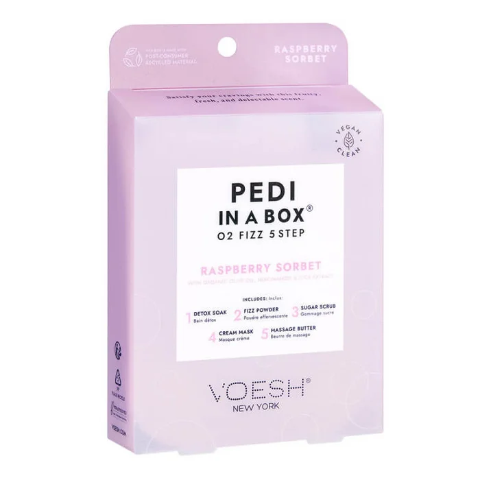 Cuidado de los pies en 5 pasos Sorbete de frambuesa O2 Fizz VOESH