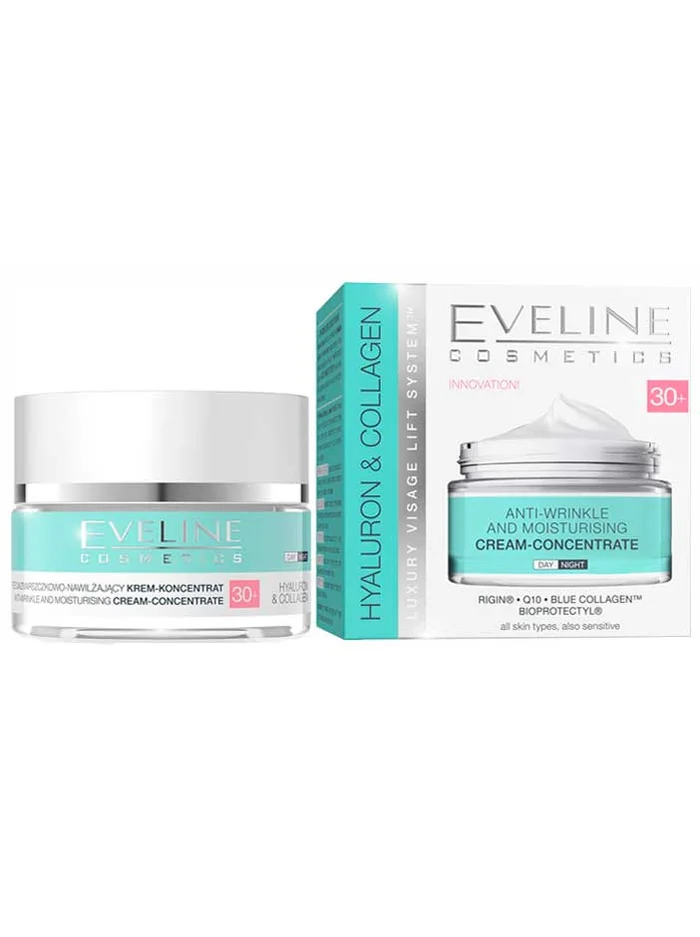 Eveline Cosmetics Hyaluron & Collagen Anti-Wrinkle And Moisturising 30+ | Crema Concentrada Dia y Noche 50ml