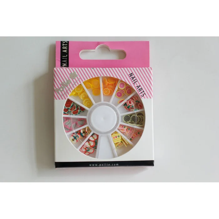 FIMO NAIL ART FLORES Y FRUTAS RUEDA 144 UNIDADES