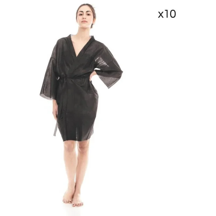 Kimono Desechable de Tela Negra x10