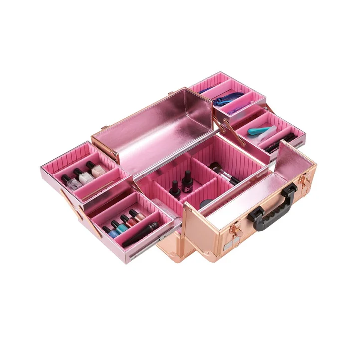 MALETA ALUMI.MAQUILLAJE ROSA GOLD 35X23,5X24 CM.