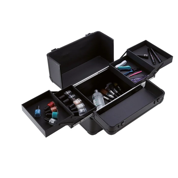 MALETA ALUMIN.MAQUILLAJE NEGRA 36,5X24,5X26 CM.