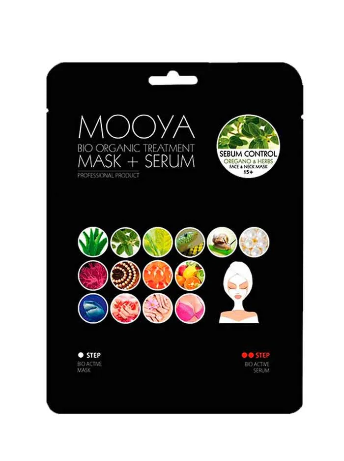 Mooya Máscara + Sérum Tratamiento Bio Orgánico Control del Sebo con Hierbas