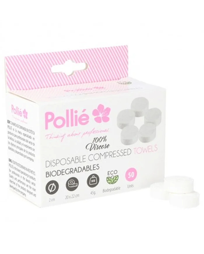 Pollié Toallas Comprimidas Biodegradables 20x22cm Pack de 50UDS