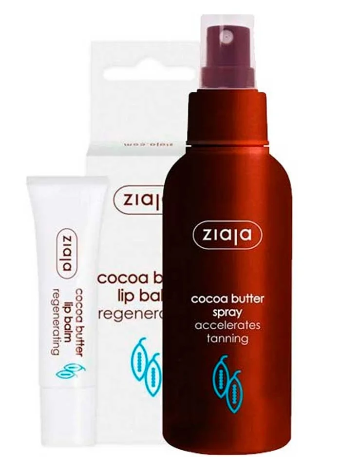 Ziaja Pack Cacao. Acelerador del bronceado en spray 100ml + Gratis Balsamo Labial de Cacao 10ml
