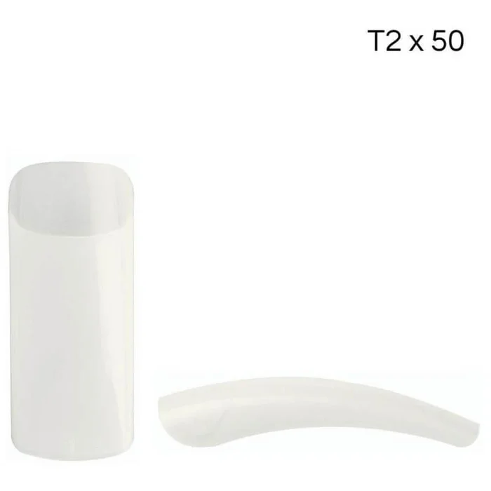 Caja de 50 puntas naturales cuadradas con tira larga Tamaño 2