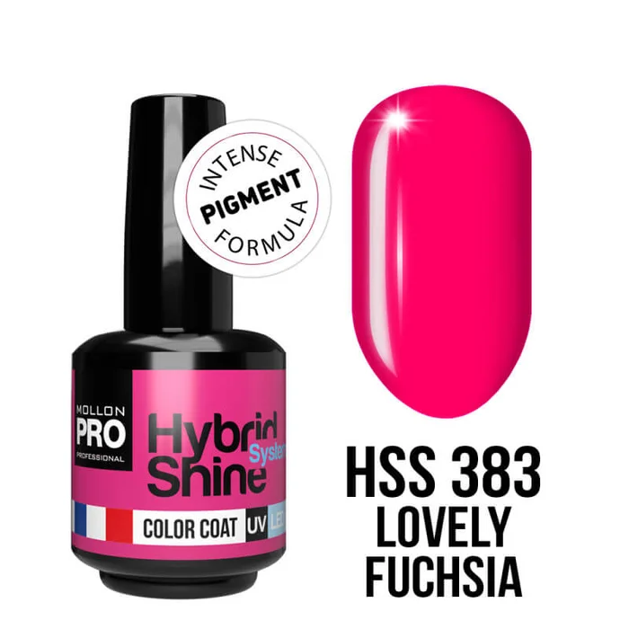 Esmalte semipermanente Hybrid Shine 8 ml n°383 Lovely Fuchsia de Mollon.