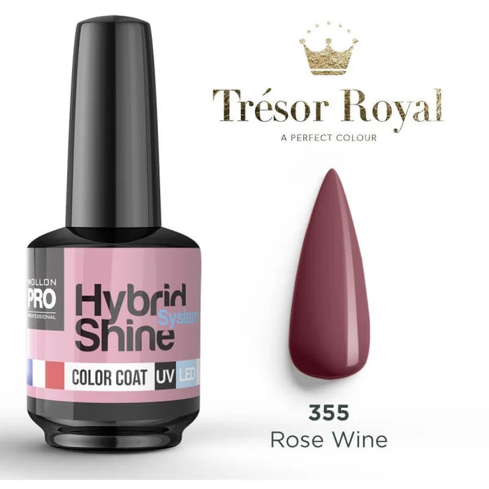 Esmalte semipermanente Mini Hybrid Shine n.°355 Rosa Vino Tesoro Real Mollon Pro 8ML