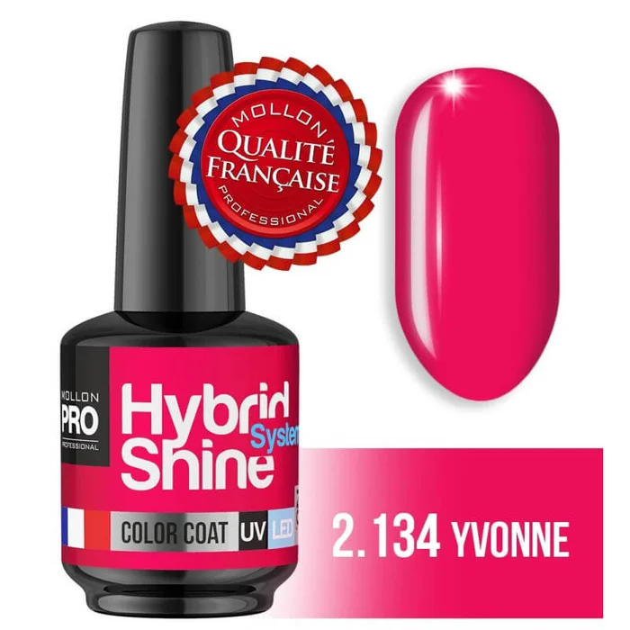Mini barniz híbrido semipermanente Shine Mollon Pro 8ml Yvonne 2/134