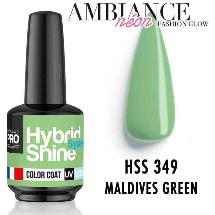 Mini barniz semipermanente Hybrid Shine n ° 349 Maldives Green Mollon Pro 8ML