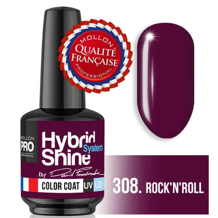 Mini esmalte de uñas semipermanente Hybrid Shine Mollon Pro 308 Rock’n’roll 8ML