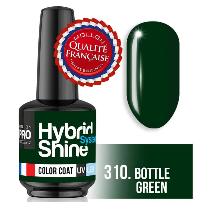 Mini esmalte de uñas semipermanente Hybrid Shine Mollon Pro 310 botella verde 8ML