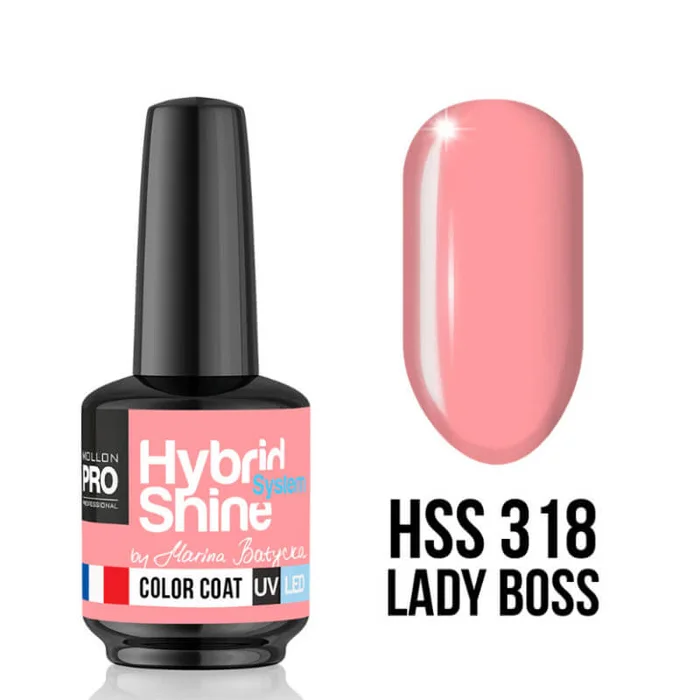 Mini esmalte de uñas semipermanente Hybrid Shine Mollon Pro 318 lady boss 8ML