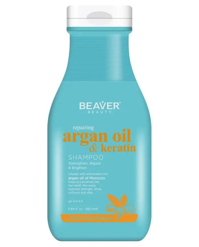 Beaver Beauty Argan Oil & Keratin Champú Reparador Para el Cabello Dañado 350 ml