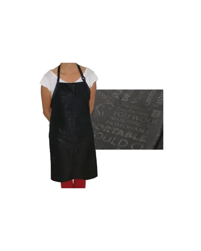 Delantal Polyester Negro Estampado Peluquería ProfesionaL