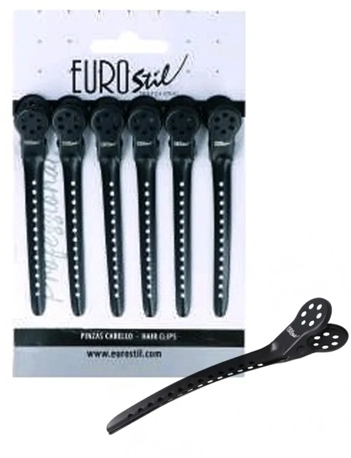 Eurostil Pinzas Metálicas Negras 6 uds