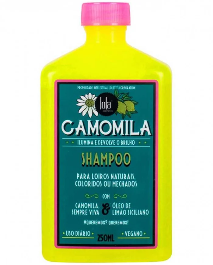 Lola Cosmetics Champú Iluminador con Camomila Para Cabello Rubio, Teñido o Con Mechas 250ml