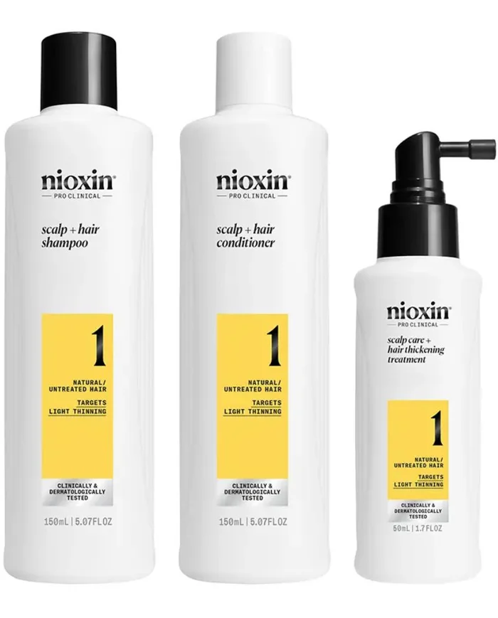 Nioxin Kit System 1 Champú, Acondicionador y Tratamiento Anticaída para Cabello Natural