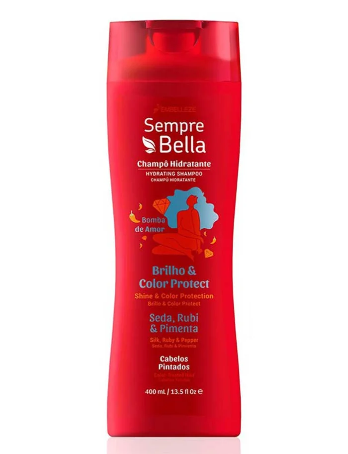 SempreBella Champú Brillo y Color para el Cabello, Seda, Rubí y Pimienta 400ml