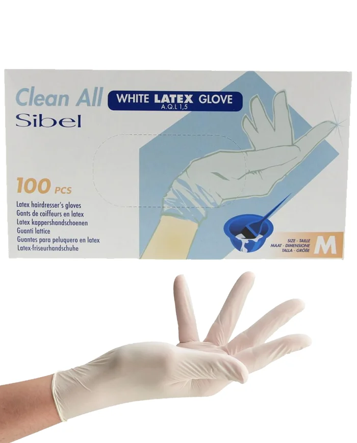 Sibel Clean All Guantes de Latex Desechables Blancos Talla M 100 unidades