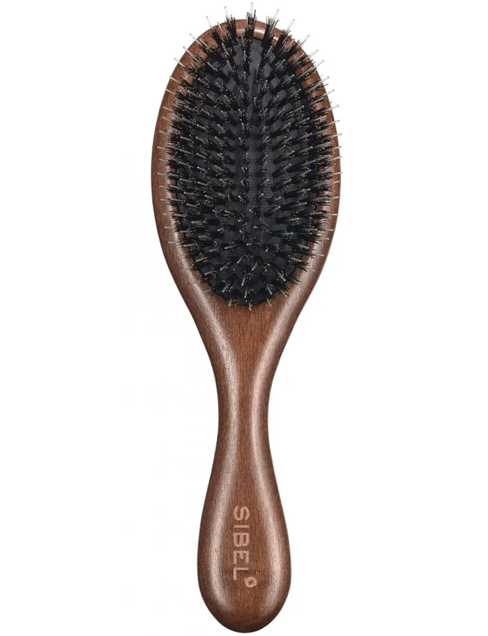 Sibel Decopad Cepillo Ovalado de Madera con Cerdas de Jabalí y Nylon Tamaño S