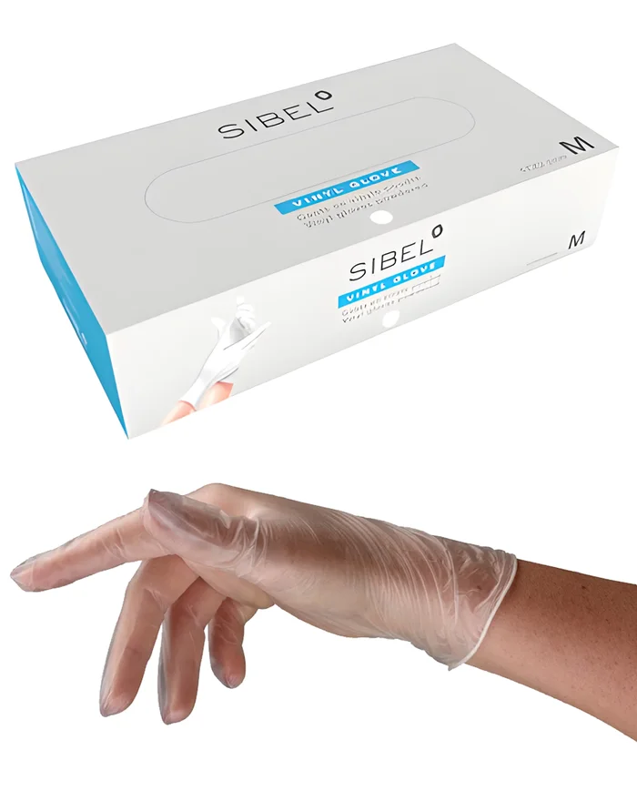 Sibel Guantes de Vinilo Desechables Transparentes Talla M 100 unidades
