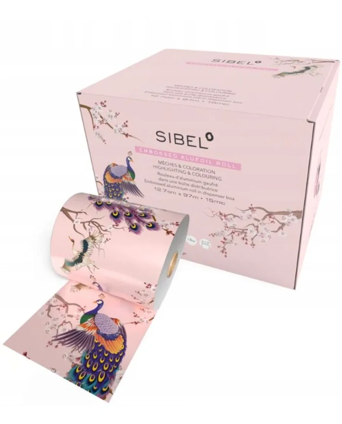 Sibel Rollo de Papel de Aluminio Gofrado Edición Limitada con Diseño de Pavo Real 12.7cmx97m