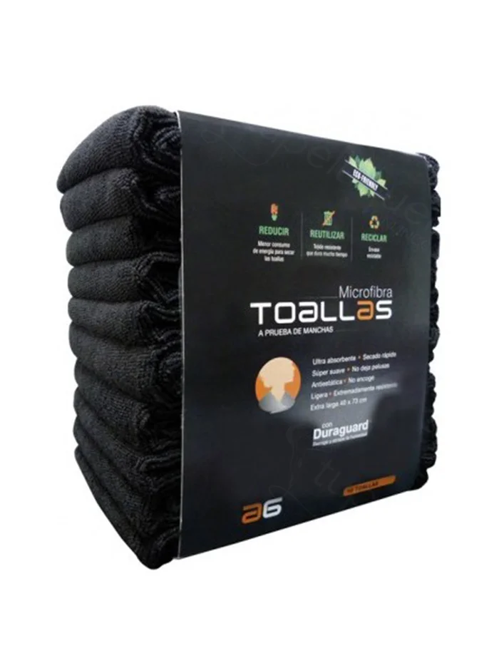 Toallas Microfibra Negras Pack 10 Uds.