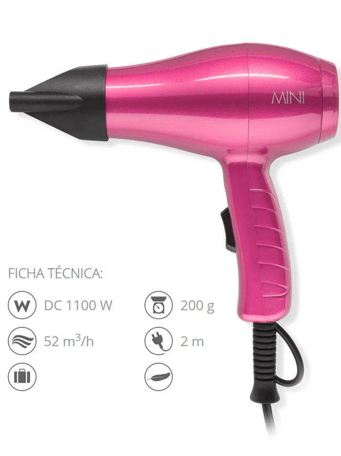 Ultron MINI Secador de Viaje | Rosa 1100W