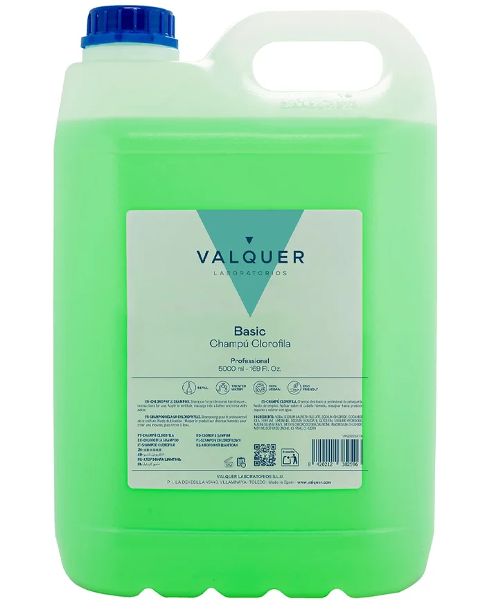 Valquer Basic Champú de Clorofila Para Todo Tipo de Cabellos 5L