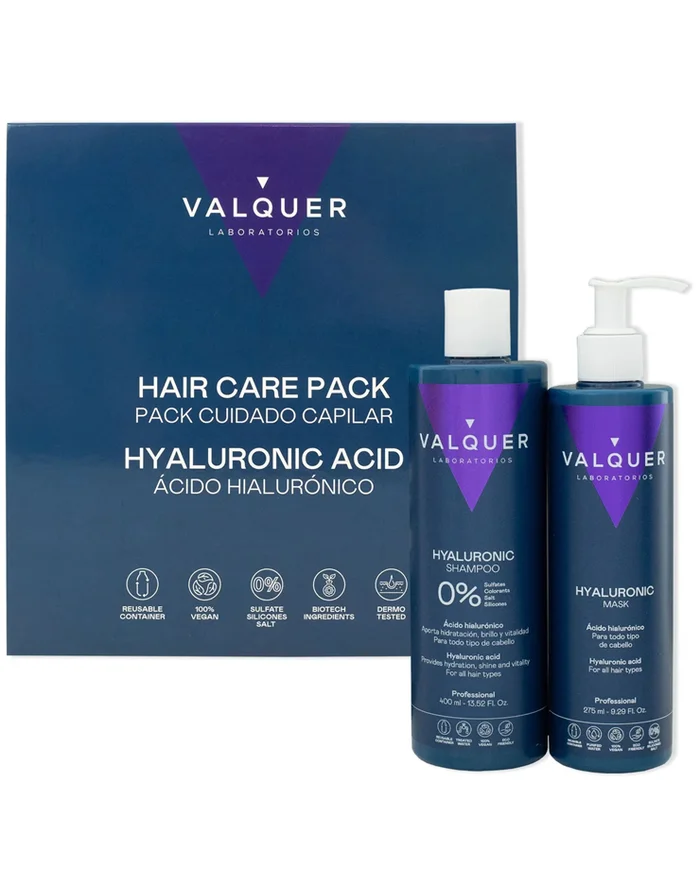 Valquer Pack Champú + Mascarilla con Ácido Hialurónico Para Todo Tipo de Cabellos 400ML + 275ML