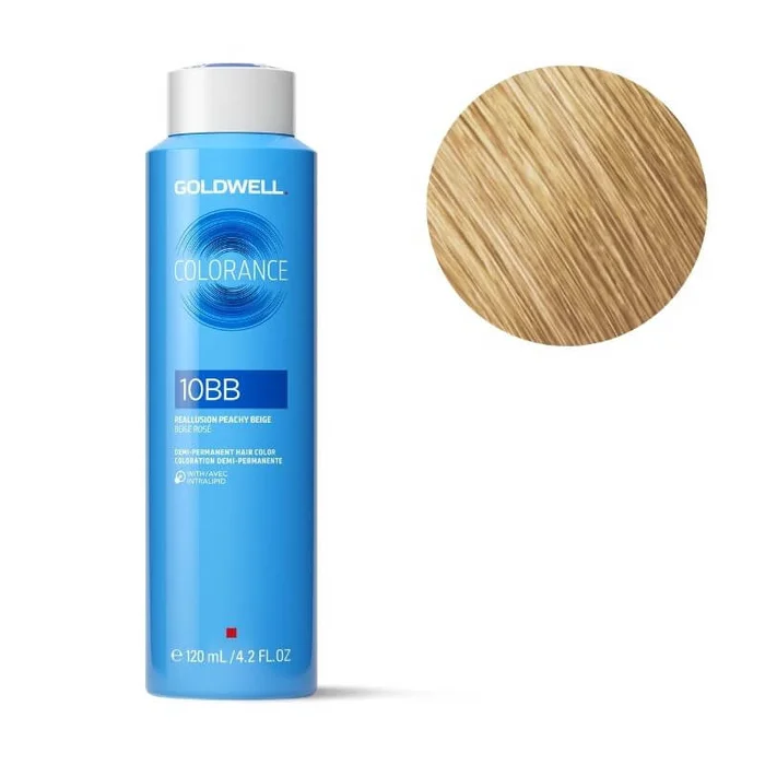 Coloración Colorance 10bb rubio extra claro beige melocotón Goldwell 120ml