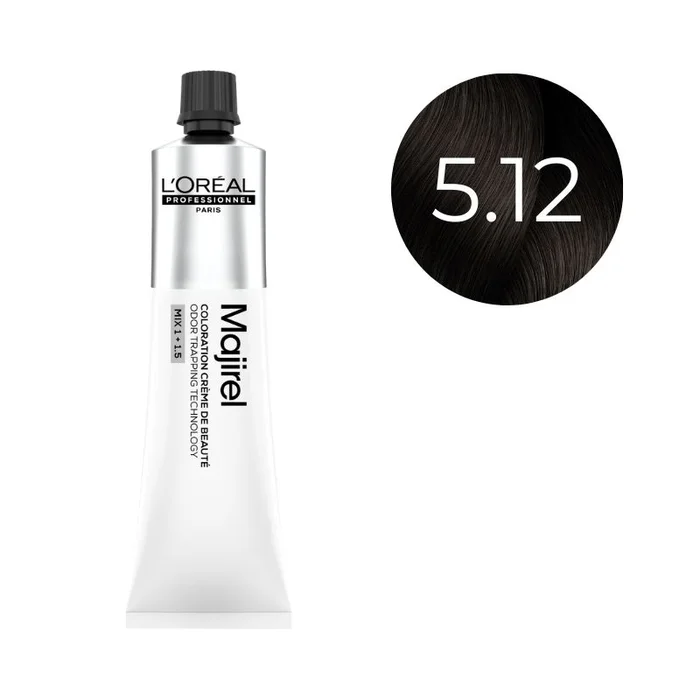 Coloración Majirel Castaño Claro Ceniza Iridiscente 5.12 L’Oréal Professionnel 60ml