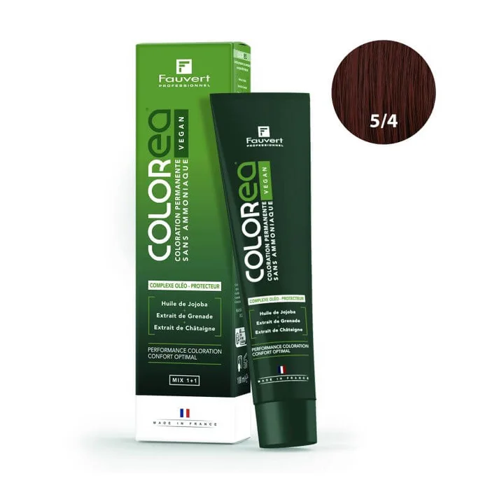 Coloración Vegana Colorea 5/4 castaño claro cobrizo Fauvert Professionnel 100ml