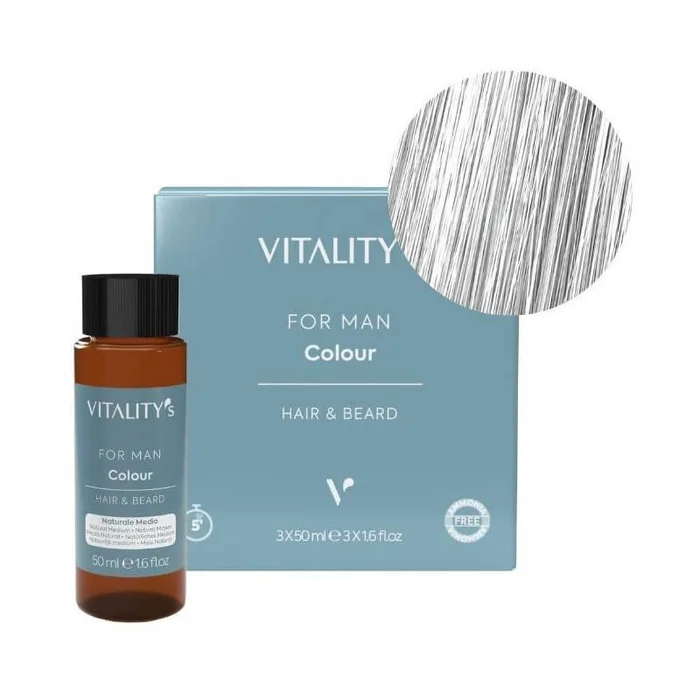 Colorante Para Hombre plata cabello y barba Vitality’s 3x50ML