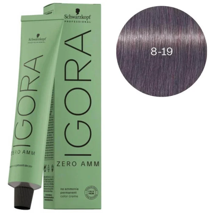 Igora Zero amm 8-19 Rubio Claro Ceniza Morado Schwarzkopf 60ML