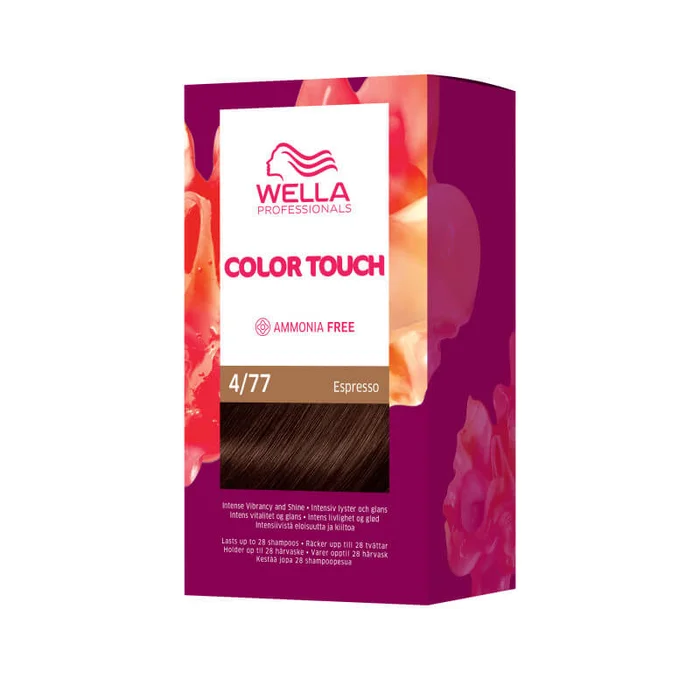 Kit de coloración Espresso Castaño Marrón Intenso Color Touch Fresh-Up 4/77 Wella