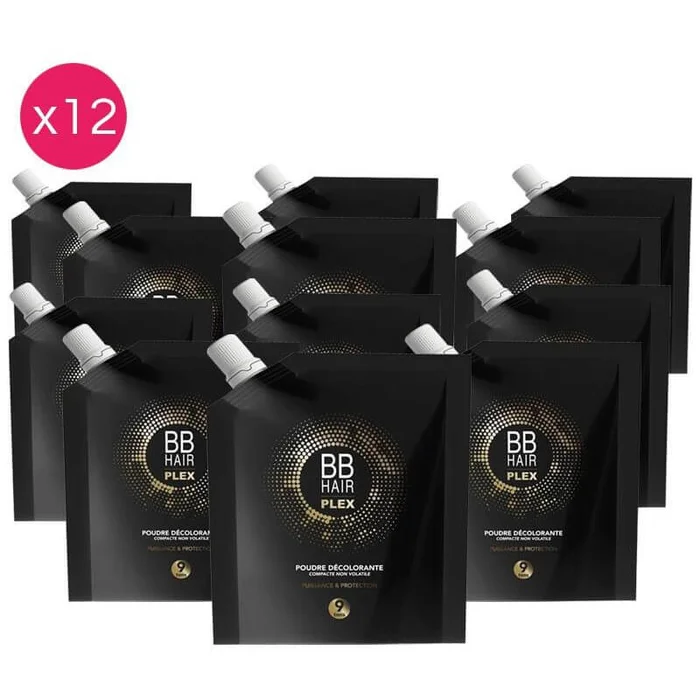 Pack de 12 polvos decolorantes 9 tonos BBHair Plex GENERIK 500G