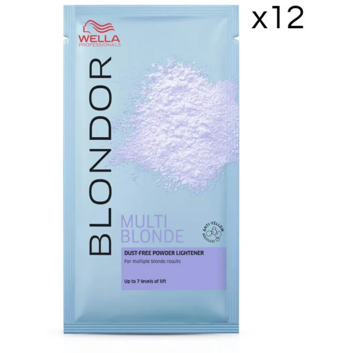 Pack de 12 sobres de Polvos Decolorantes Multiblonde Blond Wella